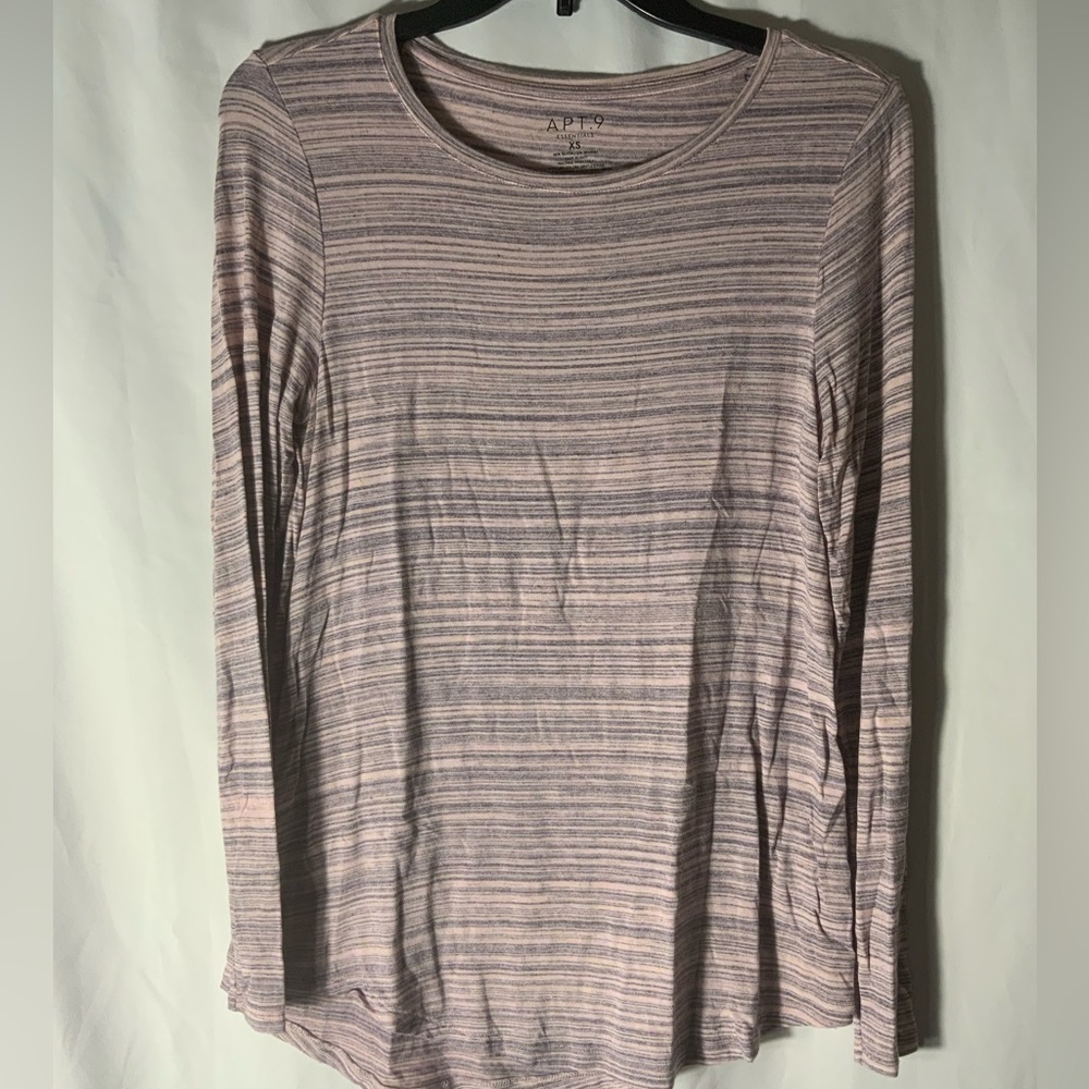 Apt. 9 Women's Mauve Striped Long Sleeve Tee